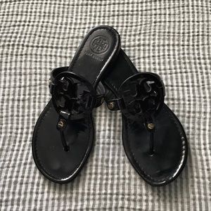 Tory Burch black patent Millers